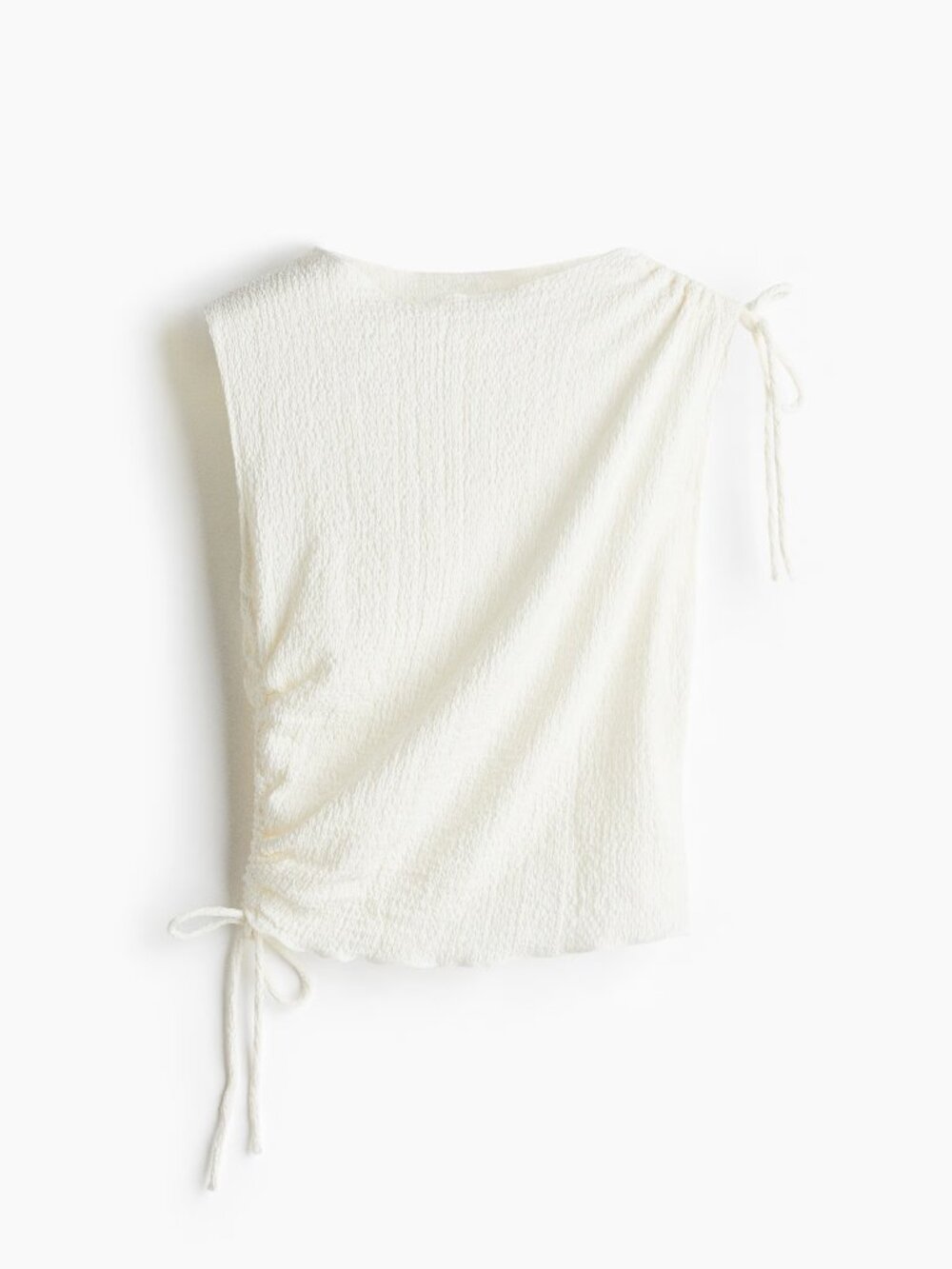 H&M Cream One-Shoulder Tie Detail Crop Top